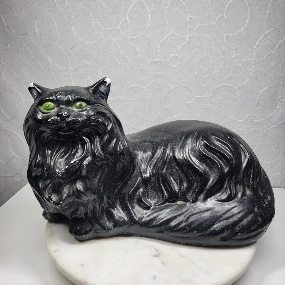 Vintage Persian Cat Chalkware Statue 16